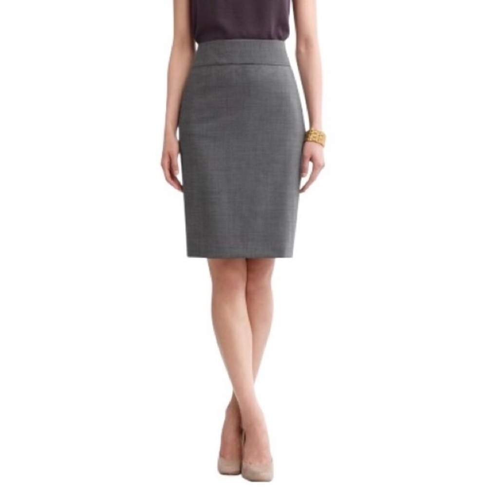 Banana Republic Charcoal Wool Blend Pencil Skirt with Stretch 0